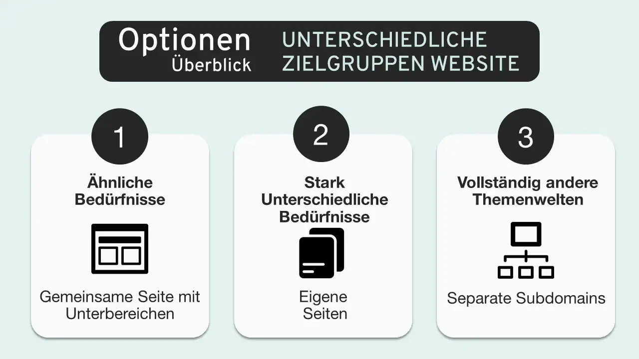 Welche Optionen gibt es bei unterschiedlichen Zielgruppen bei Websites?