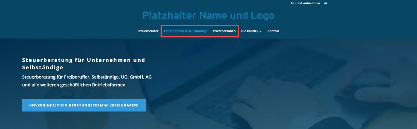 Menü mit unterschiedlichen Zielgruppen