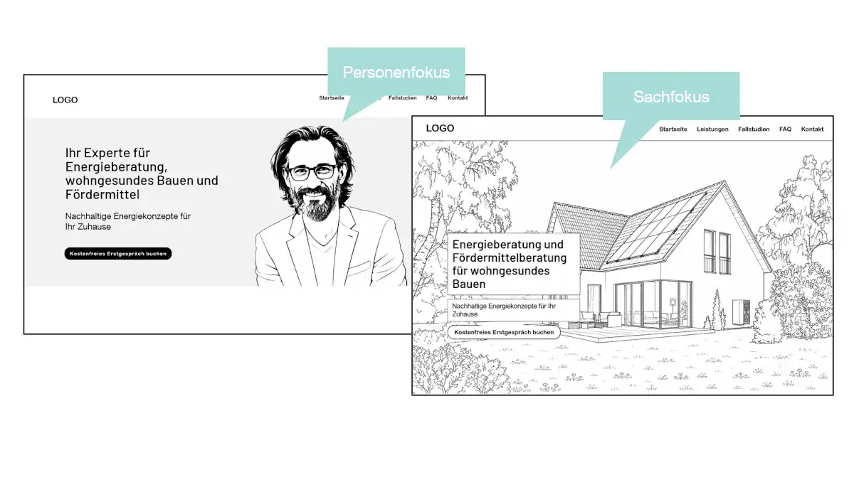 Beispiel Sachfokus versus Personenfokus Beraterwebsites